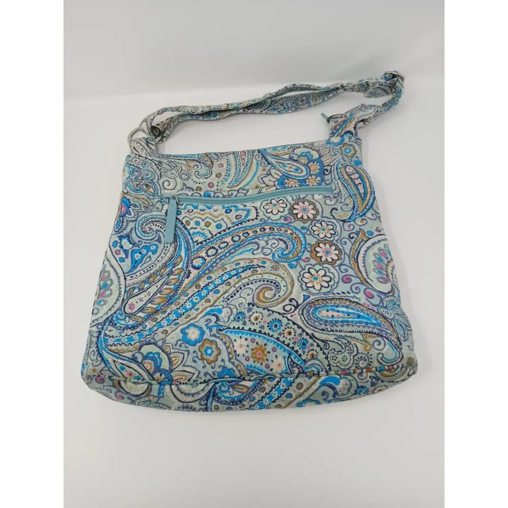 VERA BRADLEY Blue Daisy Dot Paisley Shoulder Strap Purse Bohemian Blue Luxury